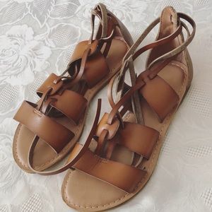 Old Navy Brown Lace-up Gladiator Sandals, Sz. 6
